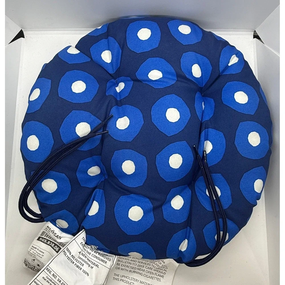 IKEA Klosan Chair Pad Outdoor Blue Round Seat Cushion 13 3/4